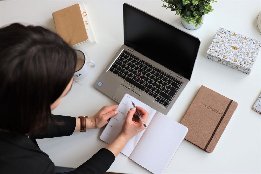 Tea writing in a planner